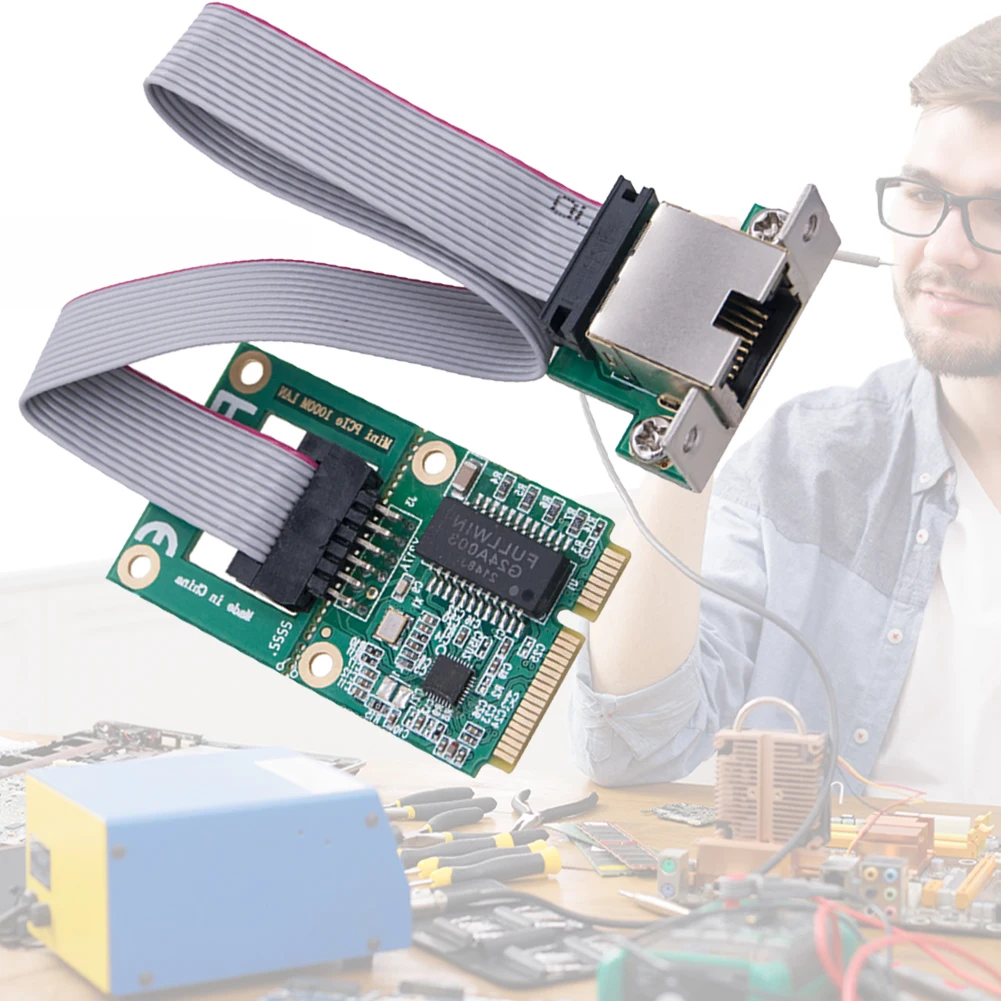Gigabit Ethernet NIC Adapter RTL8111H Mini PCIe Network Adapter Mini PCI Express Gigabit Ethernet Card for Desktop PC