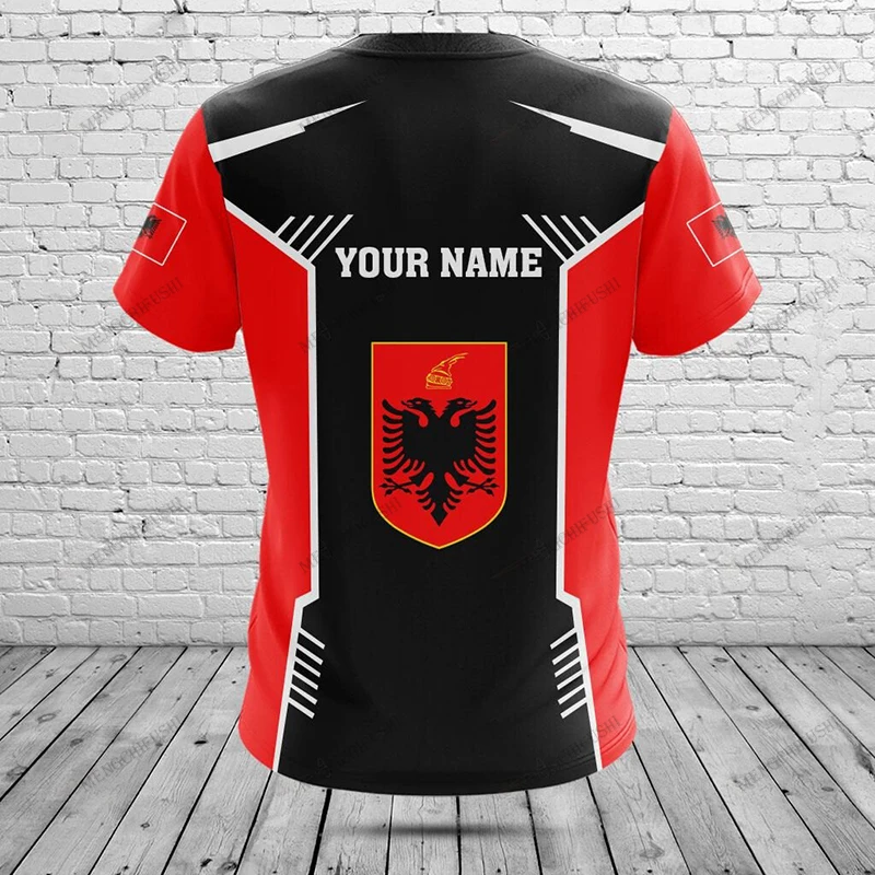 Customized Summer Casual Unisex Albania Emblem T-shirts Racing Loose Graphic Tees Short Sleeve Tops Men's Fast Dry Sportswear