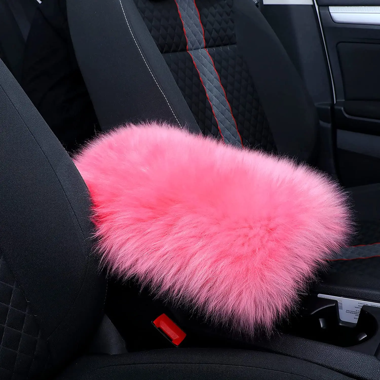 

Car Center Console Cover Warm Plush Pink Pad Girl Women Armrest Pads Seat Auto Box Covers Protector Fit Most Vehicle, SUV, Truck