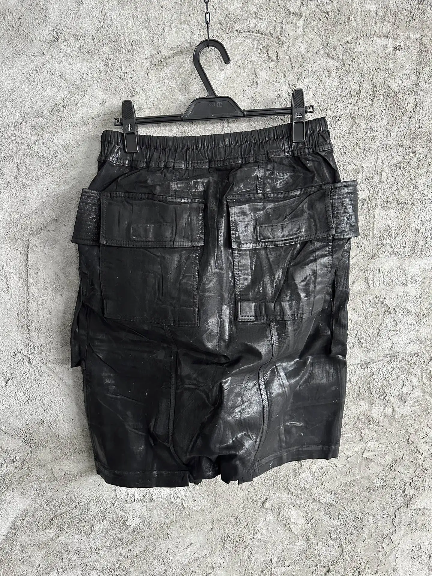 Owen Seak Men Oil Wax Jeans Short Denim Casual Cotton Gothic Men's Clothing Summer Knee Length Loose Black Short