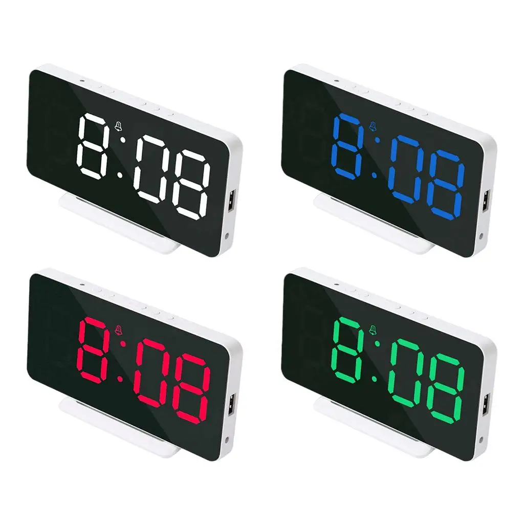 Modern Desktop/Wall Haging Digital Alarm Clock Temperature Date Weekend Mode USB Photosensitive for Kids Room