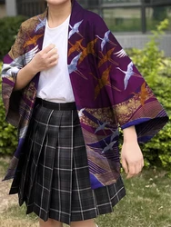 Japoński kardigan luźny damski męski Cosplay Yukata kostium Harajuku tradycyjny samuraj Kanzuru wzór z nadrukiem Kimono Plus