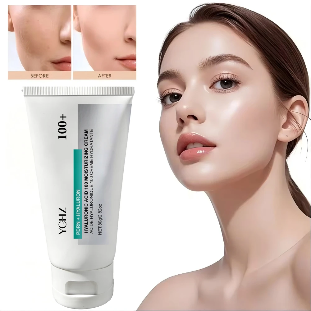 Hyaluronic Acid 100% Moisturizing Cream, Lightweight, Improves Dull Skin and Deeply Repairs Dry and Sensitive Skin, Anti-Aging Cream, Korean Skincare - 80g