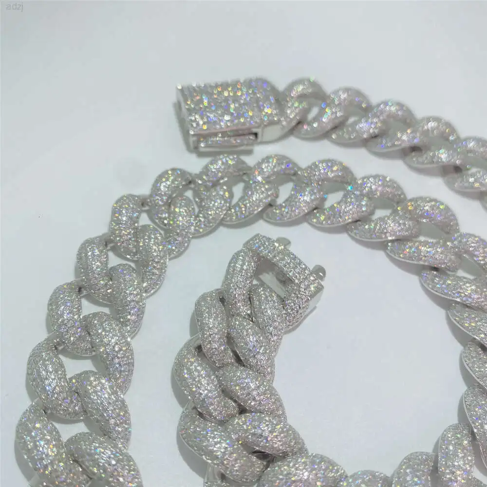 Wholesale Gold Miami Cuban Link Chain 18mm Width Hip Hop 22 24 Inch Men Cuban Necklace Moissanite Jewelry Custom Cuban Chain