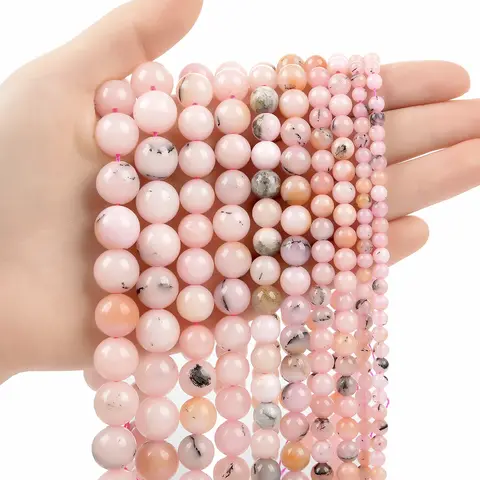 Perline di giada opale rosa pietra naturale perline allentate rotonde per creazione di gioielli braccialetto cucito filo fai da te 4/6/8/10/12 MM