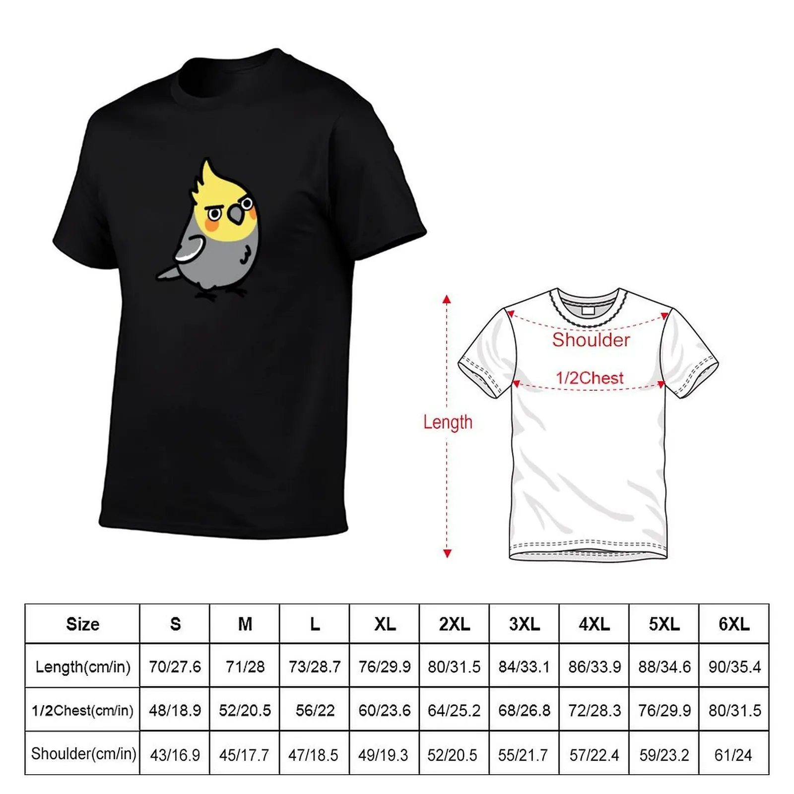 Chubby Sassy Cockatiel T-Shirt Simple Casual Short Sleeve Cotton T-Shirt