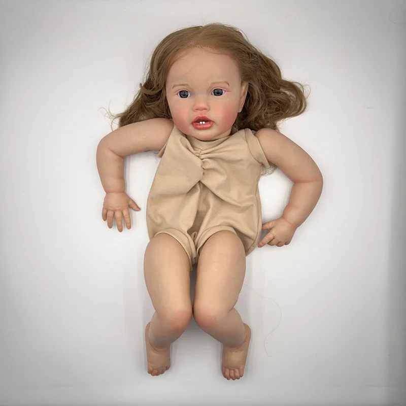 

24inch Bebe Reborn Doll Kit Lotie with Rooted Hair and Eyelashes Unassembly DIY Blank Doll Kit 3D Paint Skin with Visible Veins