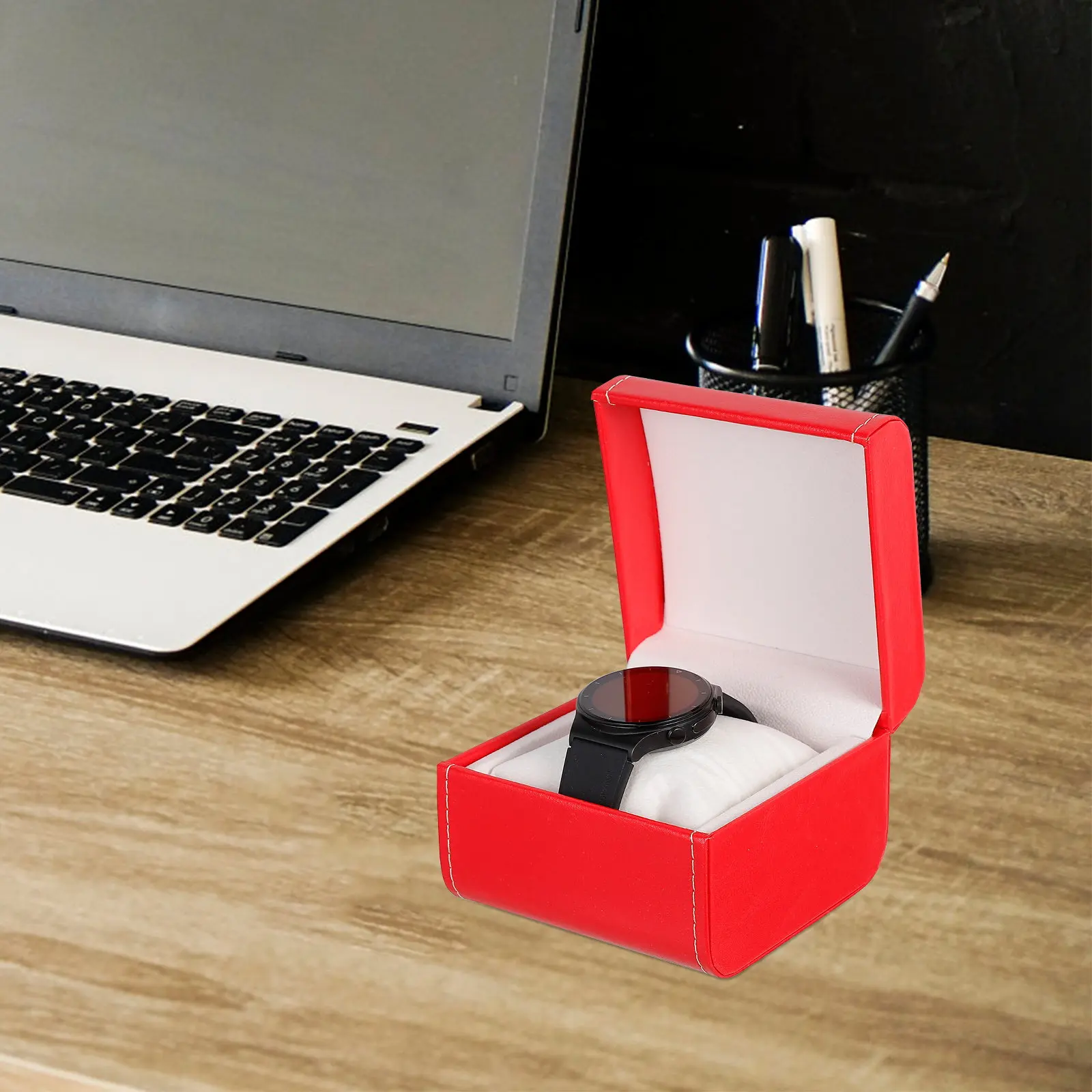 

Single Slot PU Watch Box for Men Women Elegant Storage Display Case Jewelry Organizer Ring Necklace Bracelet Holder