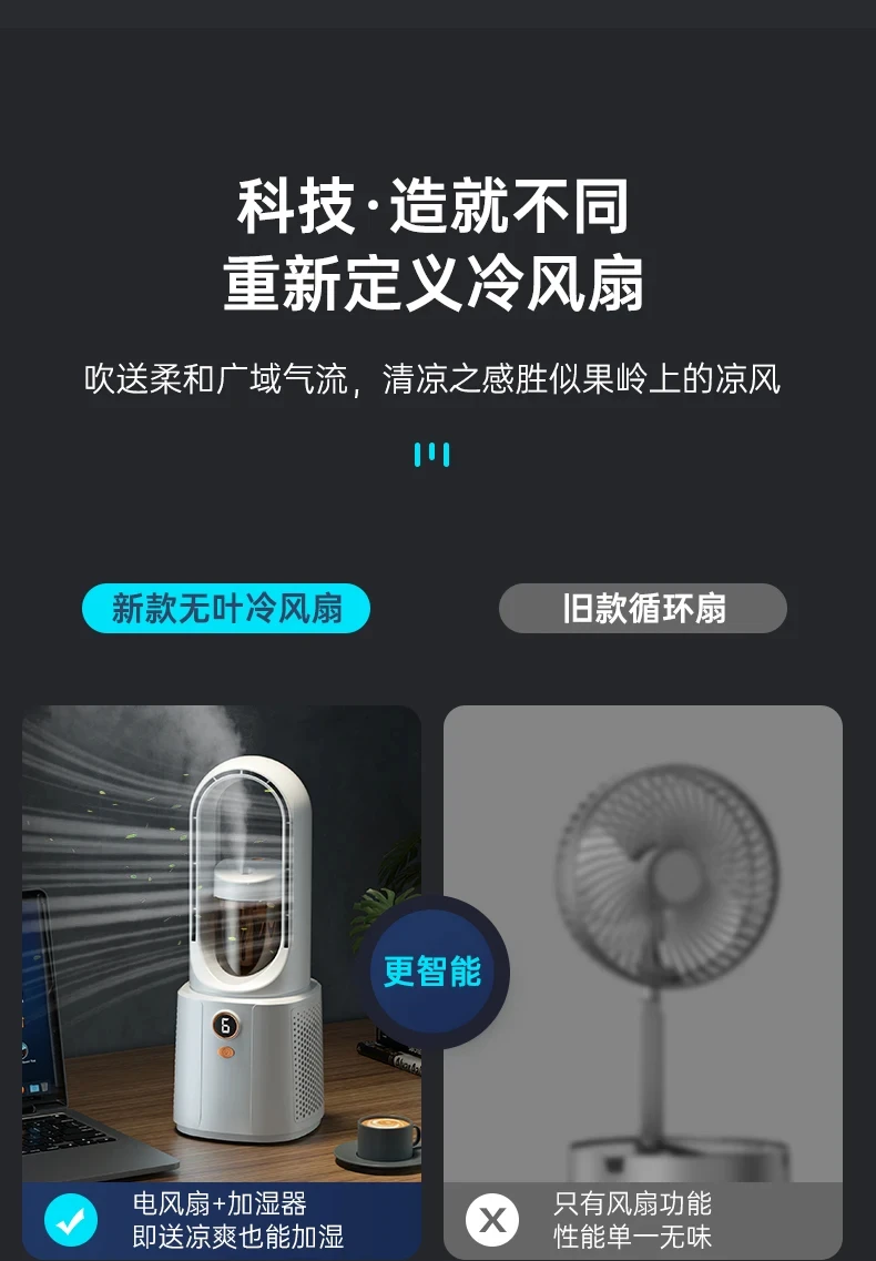 Xiaomi Mijia-Water-cooled Fan, Bladeless Spray, Humidification, Air Conditioning, USB Cooling, Desktop, Household, Soft Wind