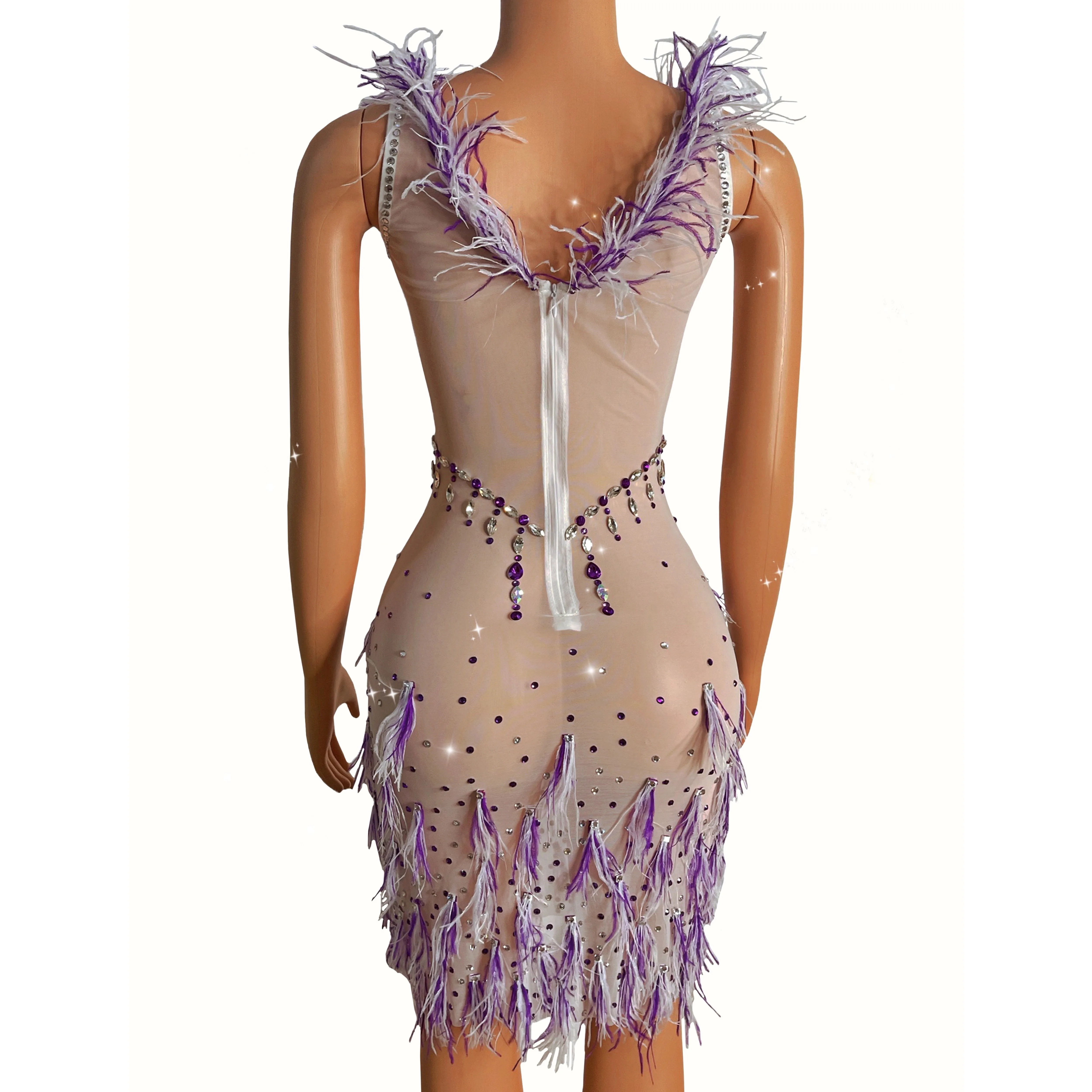 2025 라인 석 파티 드레스 섹시한 고고 댄스 의상 가수 Stge Performance Wear Dancehall Queen 복장 나이트 클럽 바 Clubwear