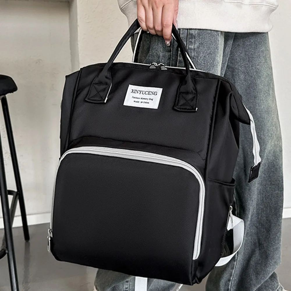 Mochila multifuncional para mamãe, tecido oxford, cor sólida, bolsa de fraldas para bebês, grande capacidade, resistente ao desgaste, bolsa de ombro para mamãe