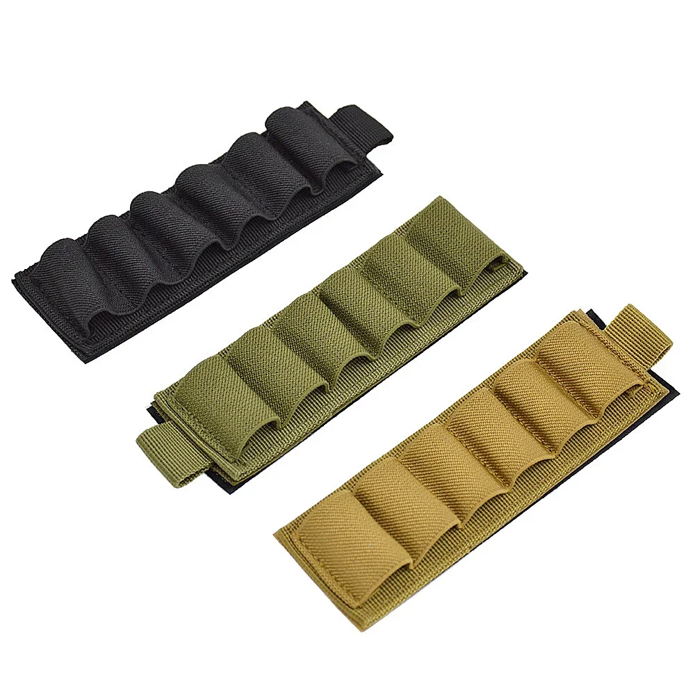 Tactical Outdoor 6 Round Shotgun Shell Holder Ammunition Pistol Bullet Reload Holder with Adhesive Backing Sticker For 12 Gauge