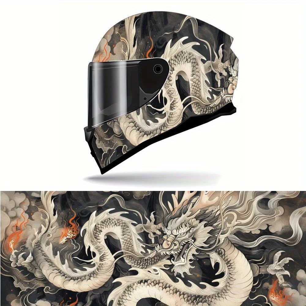

Traditional Chinese Dragon Motorcycle Helmet Vinyl Wraps Decal, Self-adhesive Waterproof Helmet Decoration, Unique DIY Graffiti