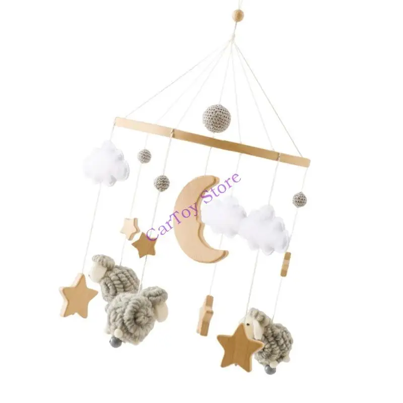 ديكورات الحضانة الخشبية على الطراز الشمالي على شكل نجمة القمر والأغنام سهلة التركيب لسلامة الأطفال حديثي الولادة #4