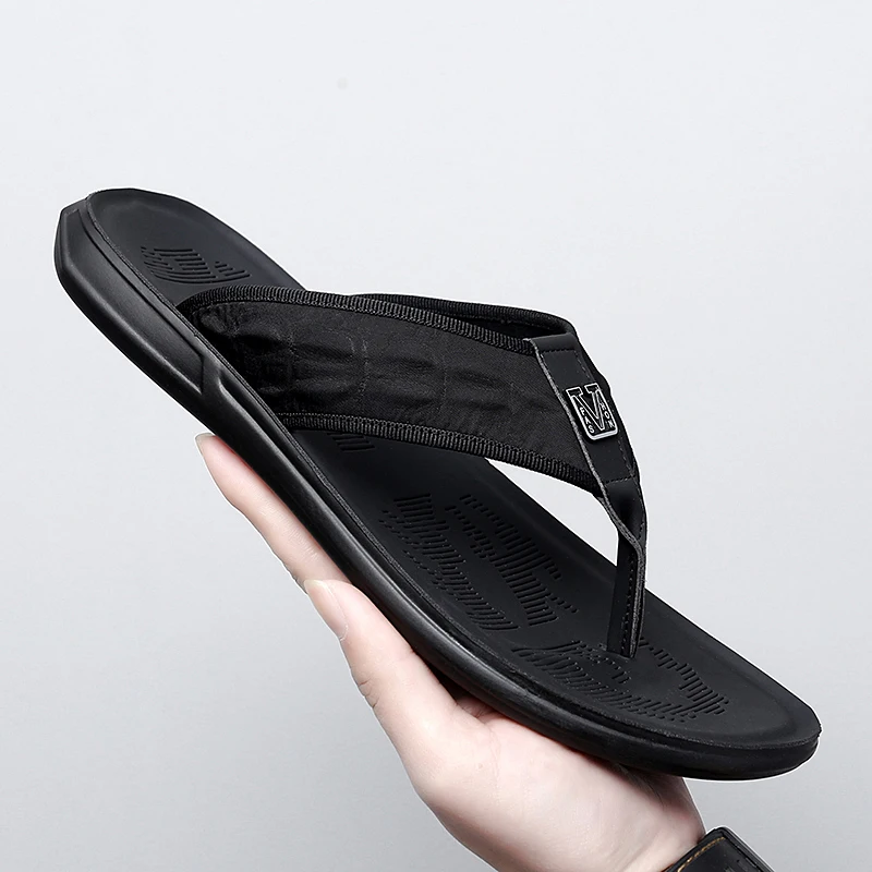 Men Shoes Italian Leather Slippers Men Beach Summer Shoes High Quality Big Size 38-44 Slip on Flats Male Flip Flops Mens Sandals