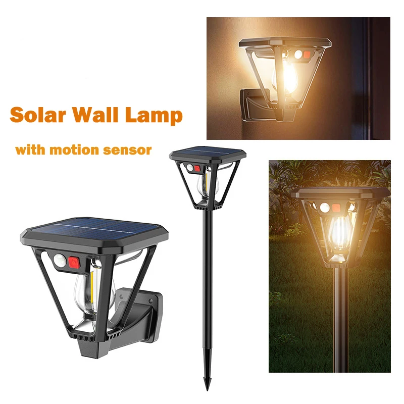 1PC Outdoor Solar Motion Sensor Wall Lamp Camping Lamps Waterproof LED Garden Lawn Porch Light Induction Solar Floor Lights