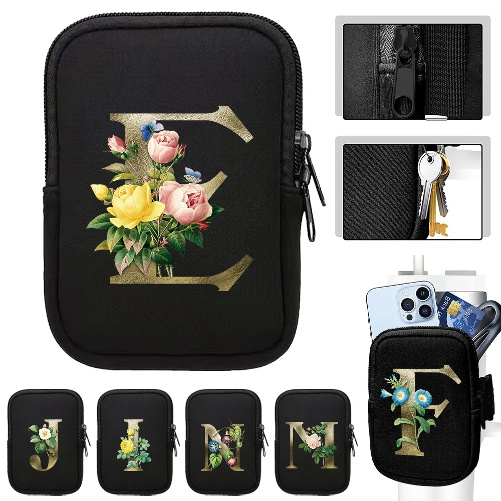 Pochette pour bouteille d'eau pour sports de plein air, unisexe, série Golden Flower, sacs pour bouteille d'eau, accessoires de fitness, sac de rangement à fermeture éclair
