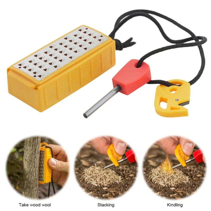 

New Outdoor Survival Tinder Maker with Fire Starter Stainless Steel Flint Portable Tinder Maker Men's Camping Smoking Gadget