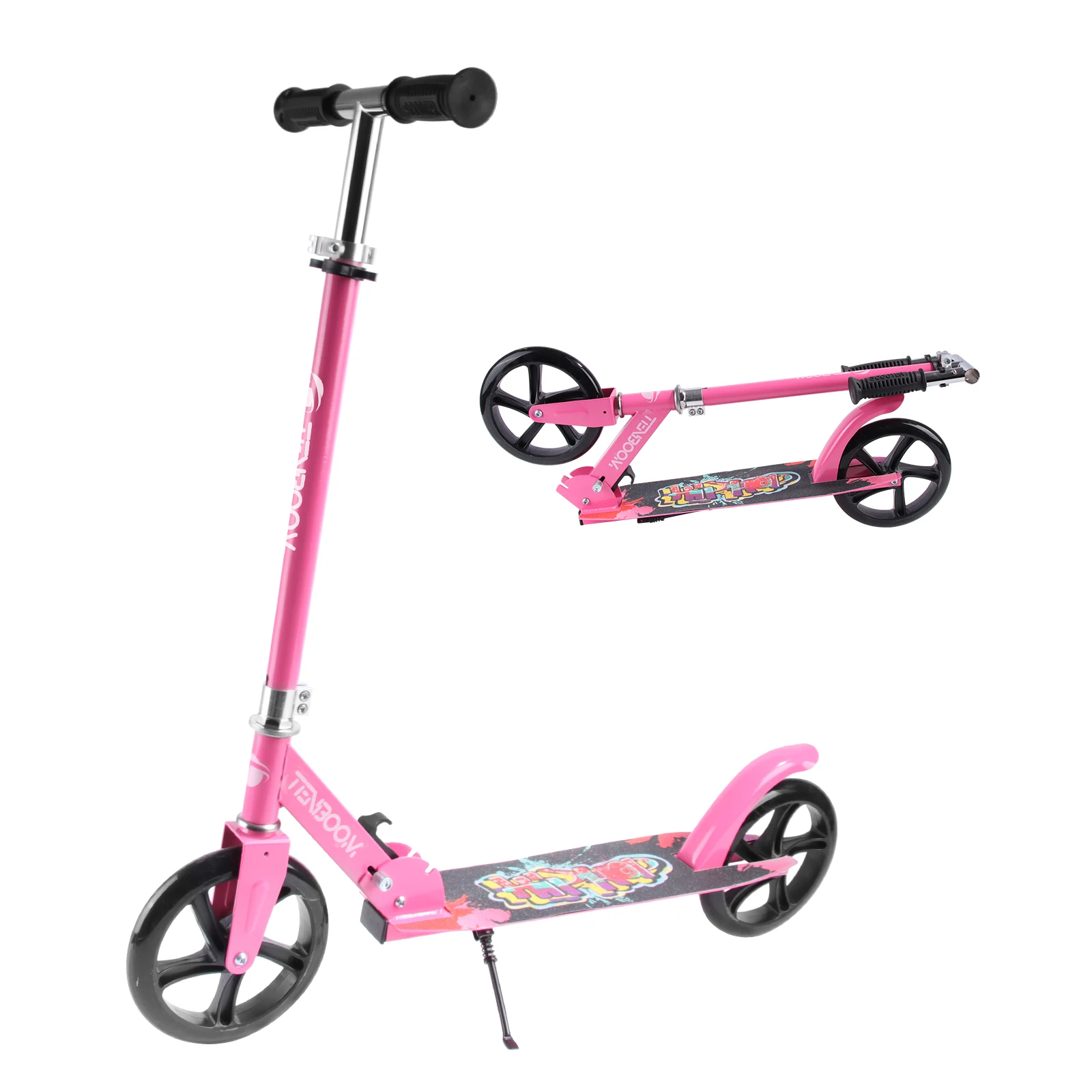 

STLF Folding Scooter Pink Girls 100% Iron Scooter 200mm Wheels for Kids Teens and Adults