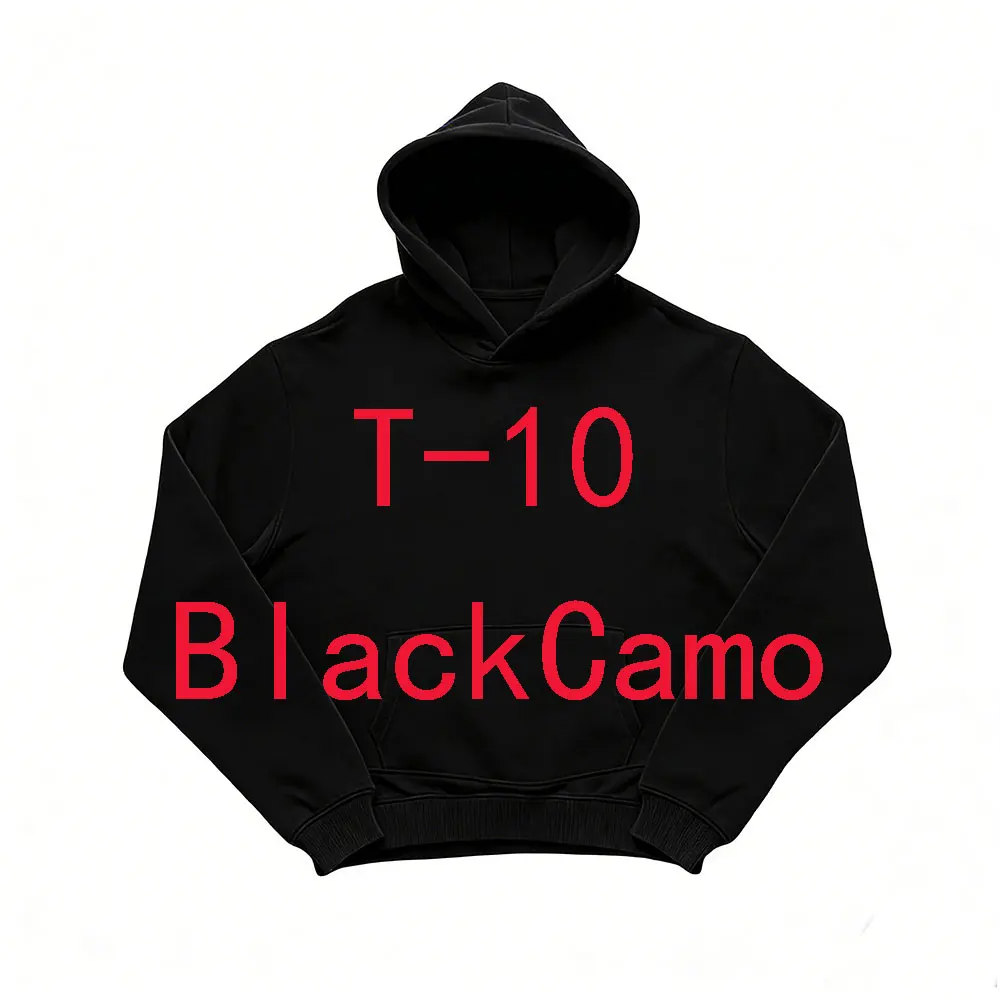 T-10  Black Cotton Embroidered Hoodie - Hip-Hop Street Jogging Pullover, Euro Trendy Casual Athleisure for Spring/Fall