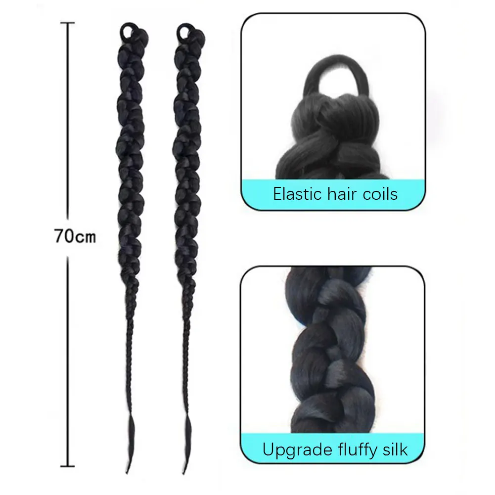 1/2 Uds extensión de cabello cola de caballo trenzada moda cola de caballo trenzada de giro largo extensión sintética accesorios para el cabello Hip Hop Y2K chica
