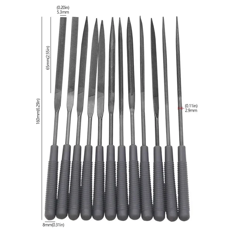 12Piece Set 160mm Alien Mixed File Wood Polishing Trimming Deburring Trimming Model File Wood Carving Hand Tools