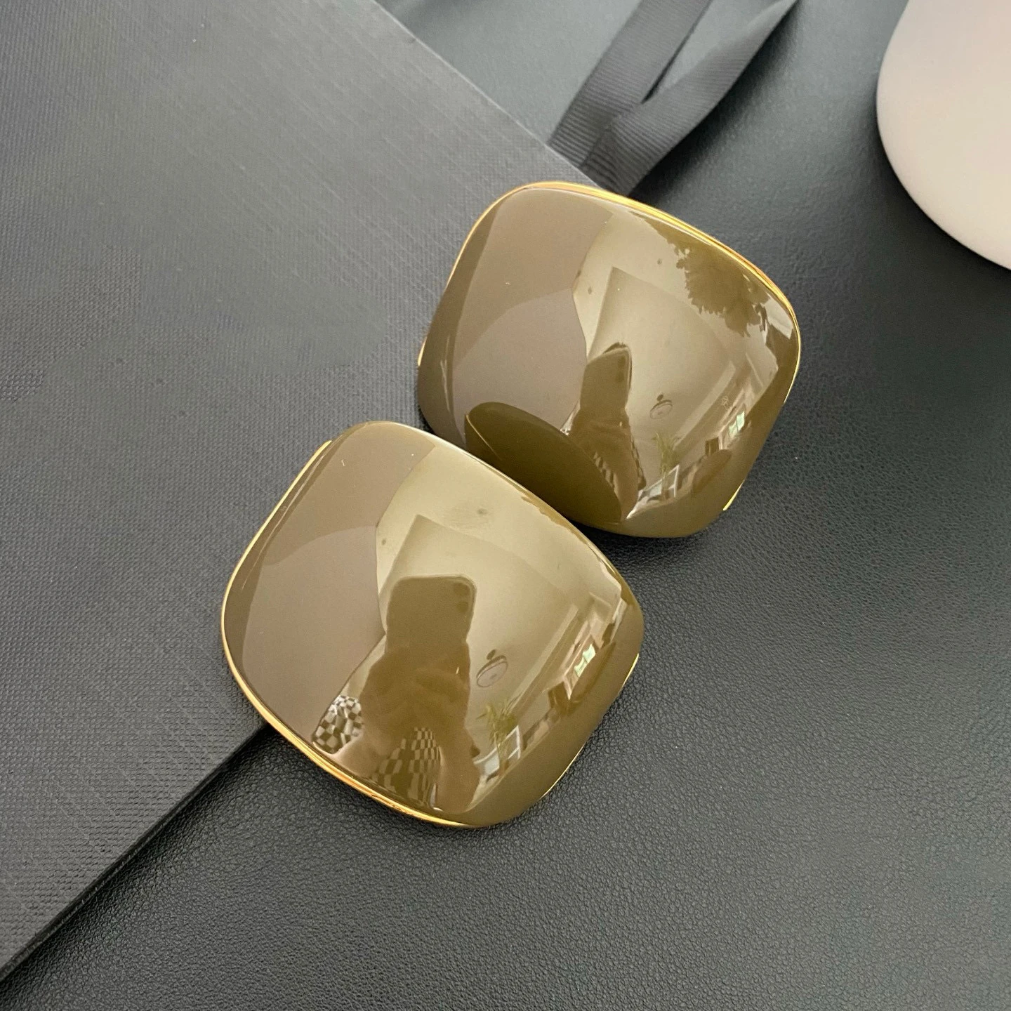 New Top Quality Geometric Square Acrylic Earrings Luxury Ear Clip Women Brand Fashion Designer Jewelry Party Trend