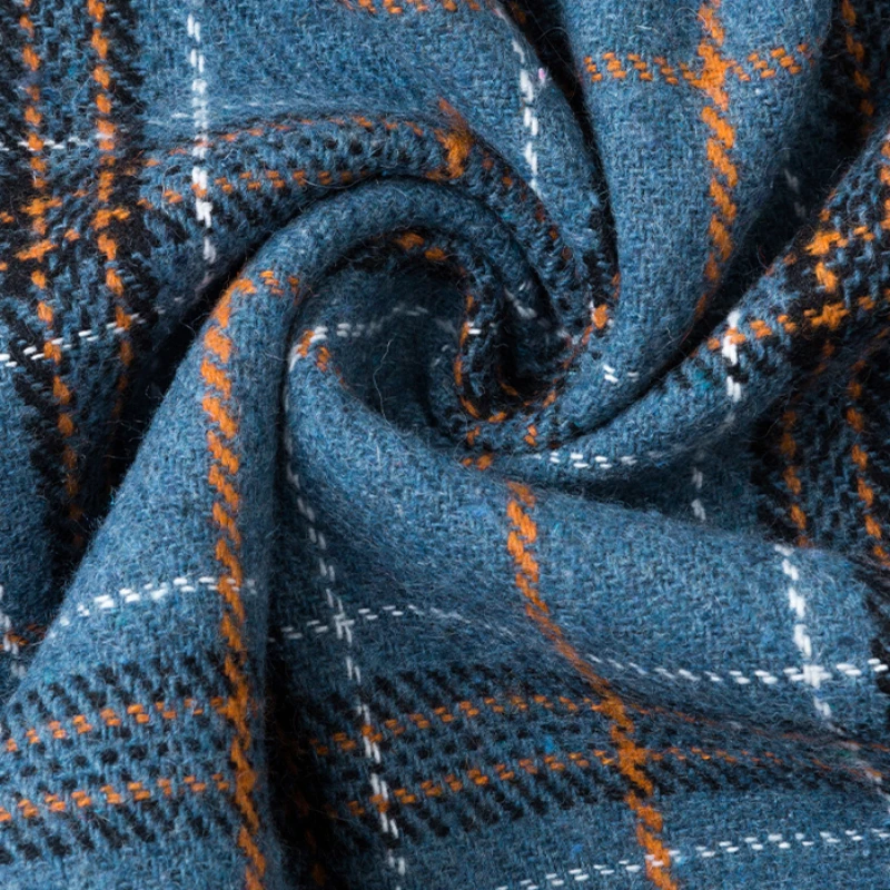 150cm Wide Thickening Plaid Woolen Cloth Fabric 10% Wool and 90% Polyester Autumn Winter Sanding Cashmere Coat DIY Sewing Fabric