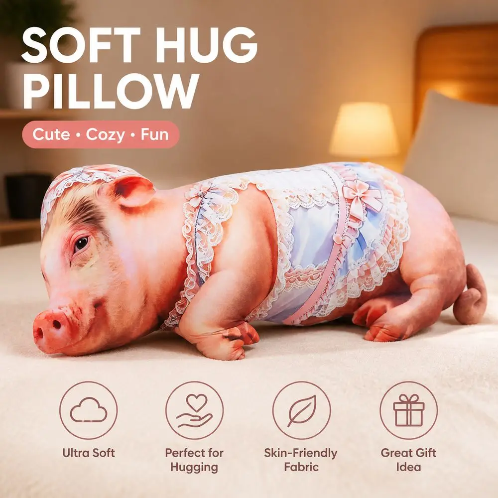 Material Animal Body Pillow PP Cotton Filled Soft Texture Animal Cushion 40cm Size Cute Design Pig Keychain Bedroom Use
