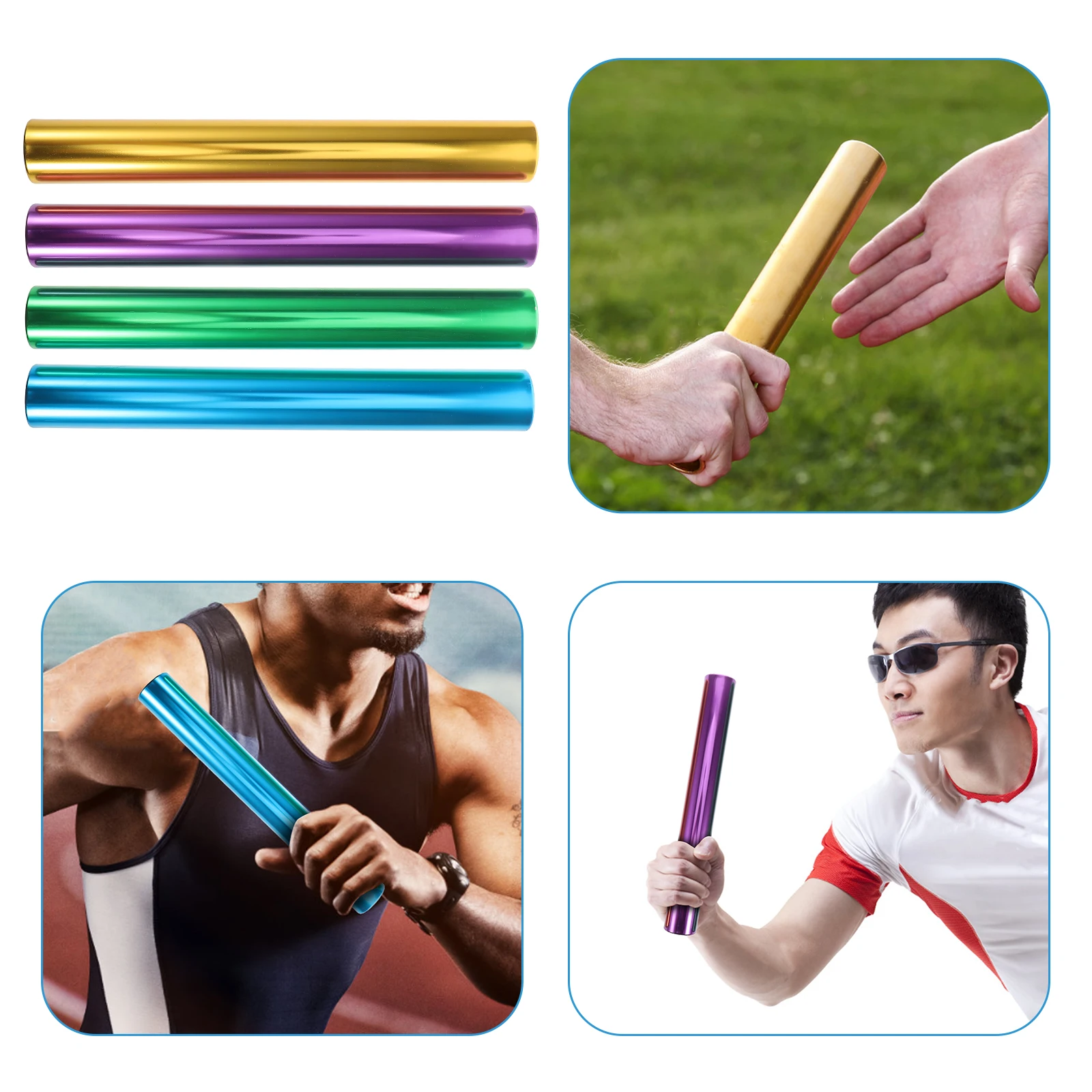 

4pcs Electroplated Relay Rods 38mm Aluminum Alloy Track Racing Sticks Durable Competition Tools School