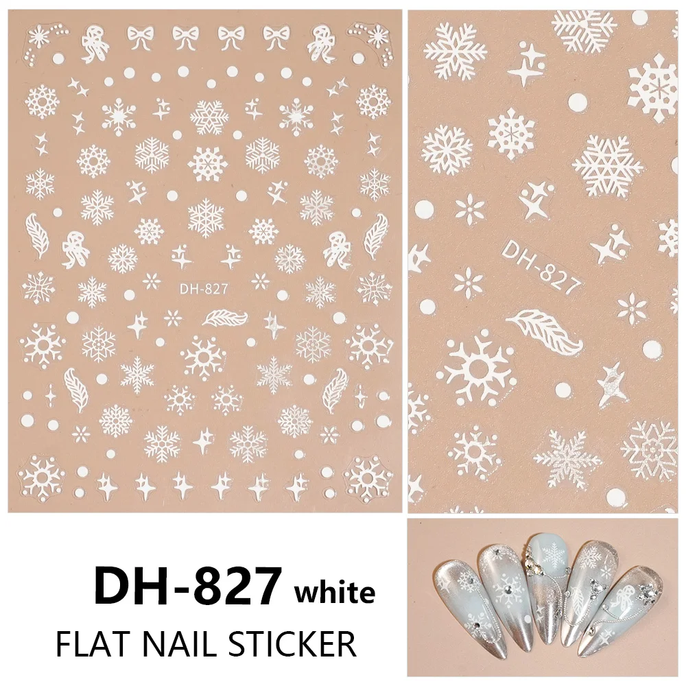 1/5/10 pièces flocon de neige arc plume ongles autocollants hiver noël 3D plat Nail Art décalcomanies bricolage manucure décoration avec pince à épiler