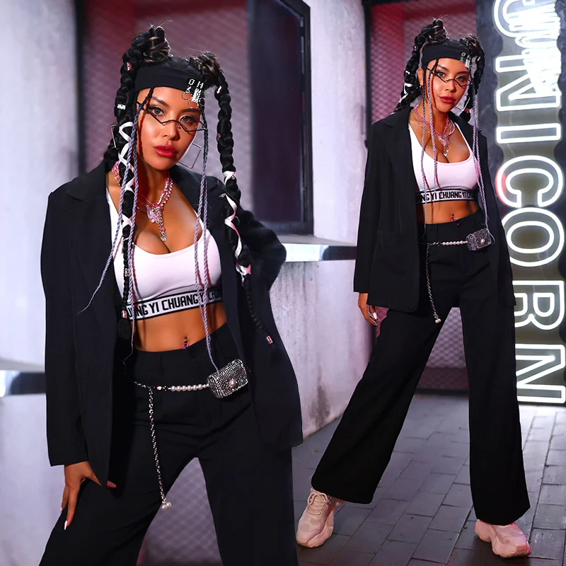 

Новинка: Летний женский свободный костюм для джазовых танцев в корейском стиле, сценический наряд для выступлений