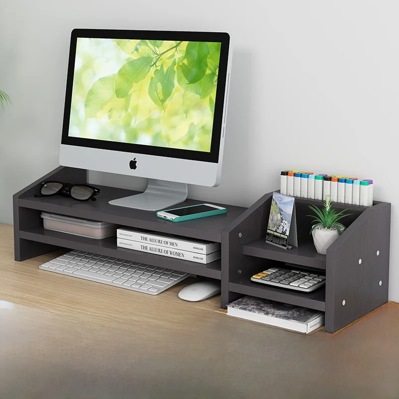 

Elevated Desktop Cuter Monitor Stand Office Desk Storage Organizer Base Support Pad Riser elf Simple Modern Sle Wood Made