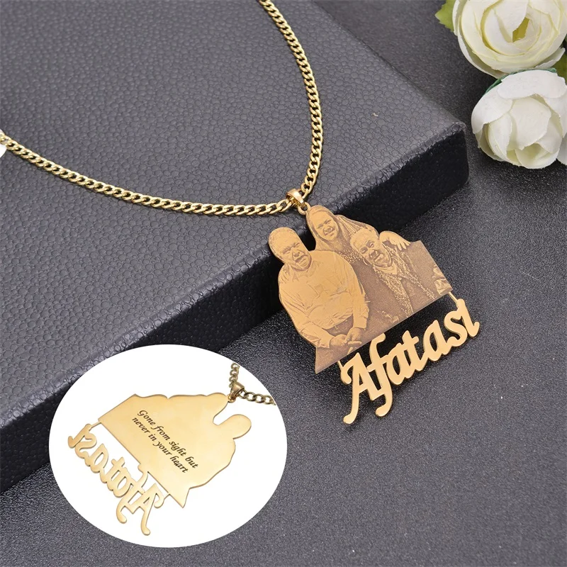 Custom Photo Necklace Personalized Necklaces Engraved Personalized Picture Pendant Necklace for Women Men Customized Gifts