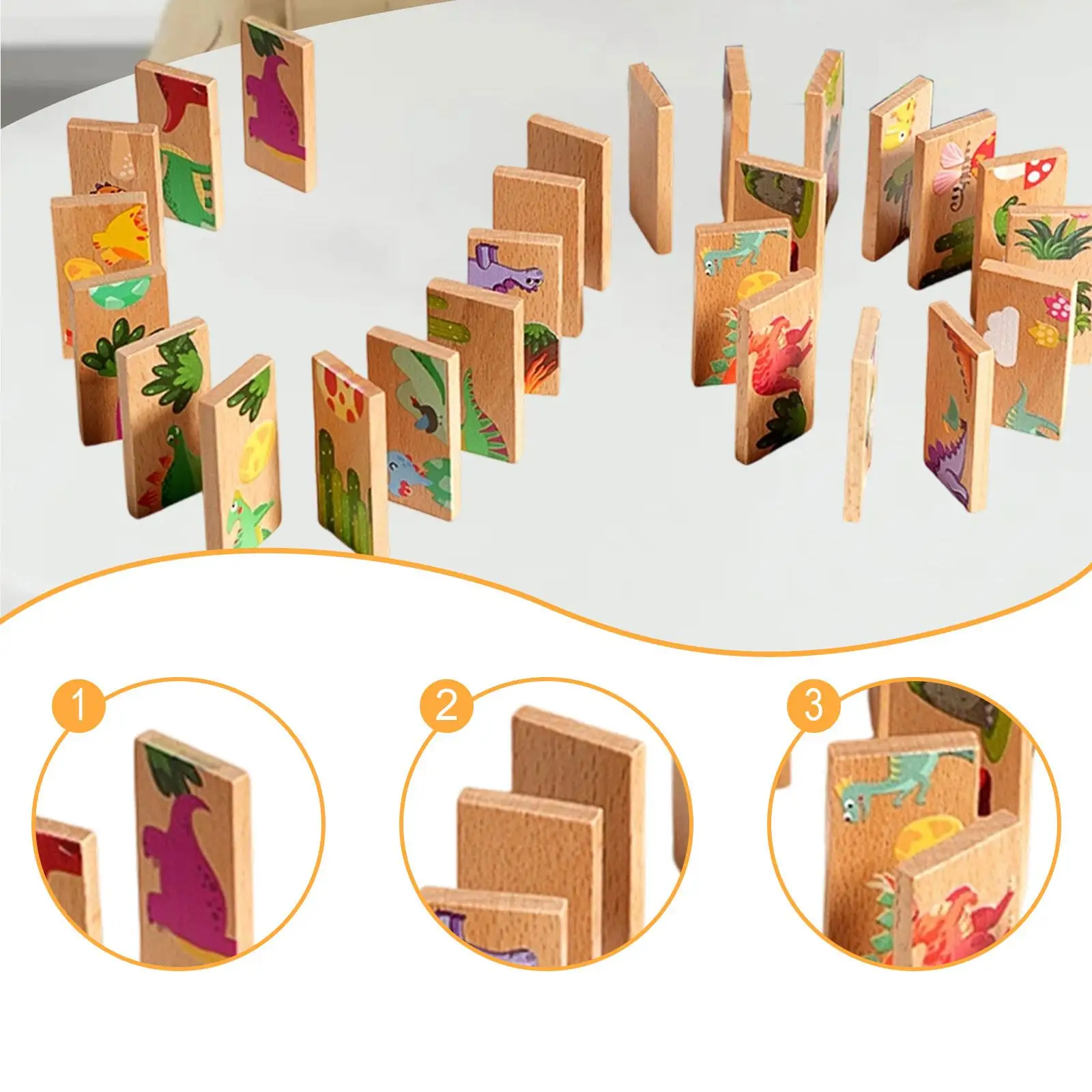 مجموعة الدومينو الديناصورات العملاقة للأطفال التعليم المبكر ألعاب الأسرة تركيز لعبة ألغاز خشبية للأعمار من 3 إلى 8 سنوات هدية عيد ميلاد #5