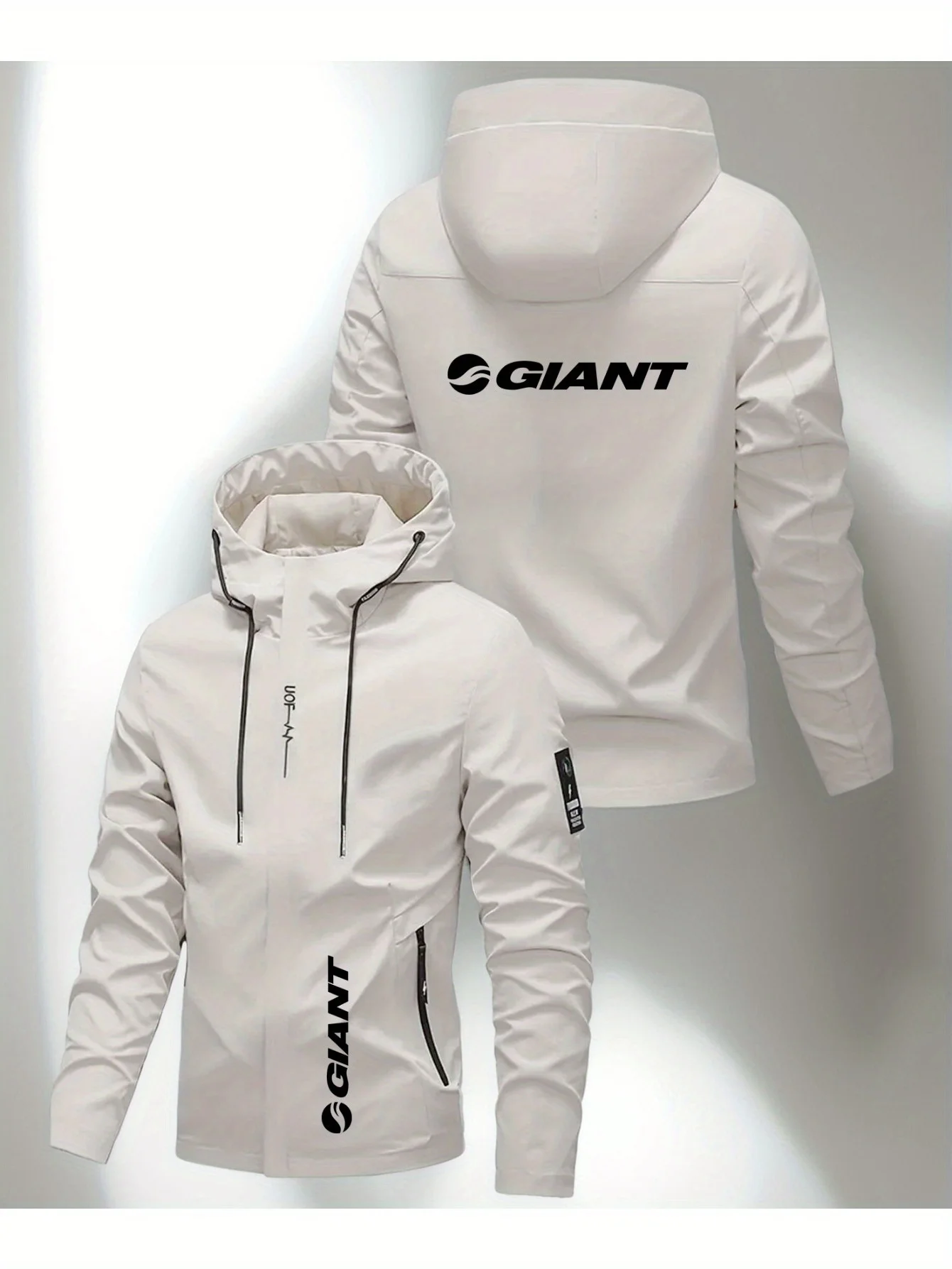 2026 new Men GIANT Hooded Jacket - Full-Zip Outdoor Jacket, With Drawstring and Pockets, Urban Street Style, Easy to Care For