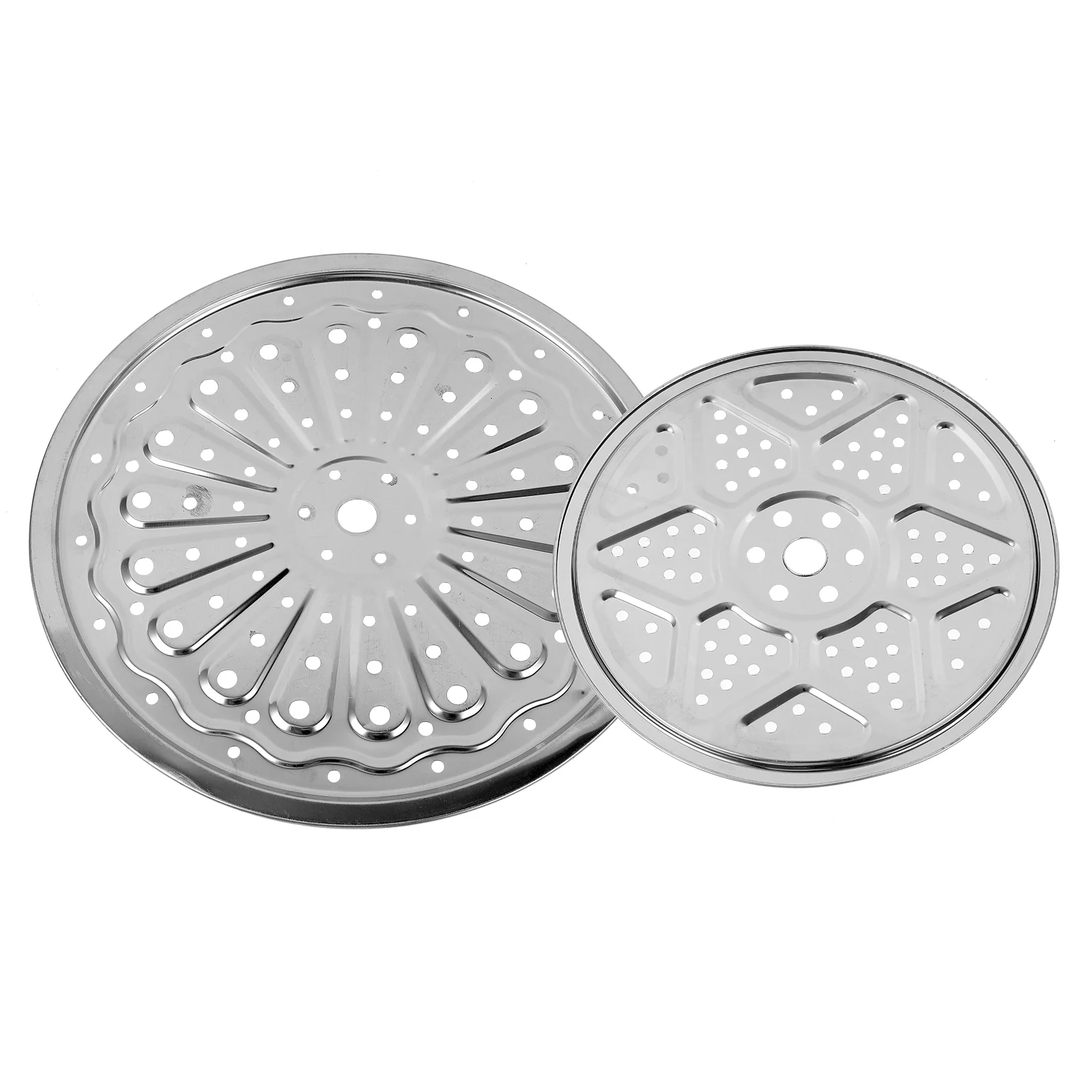 

2 Pcs Stainless Steel Steamer Kitchen Steaming Plate Rack Food Steamed Outdoor Pot Tray Round Travel Refrigerator