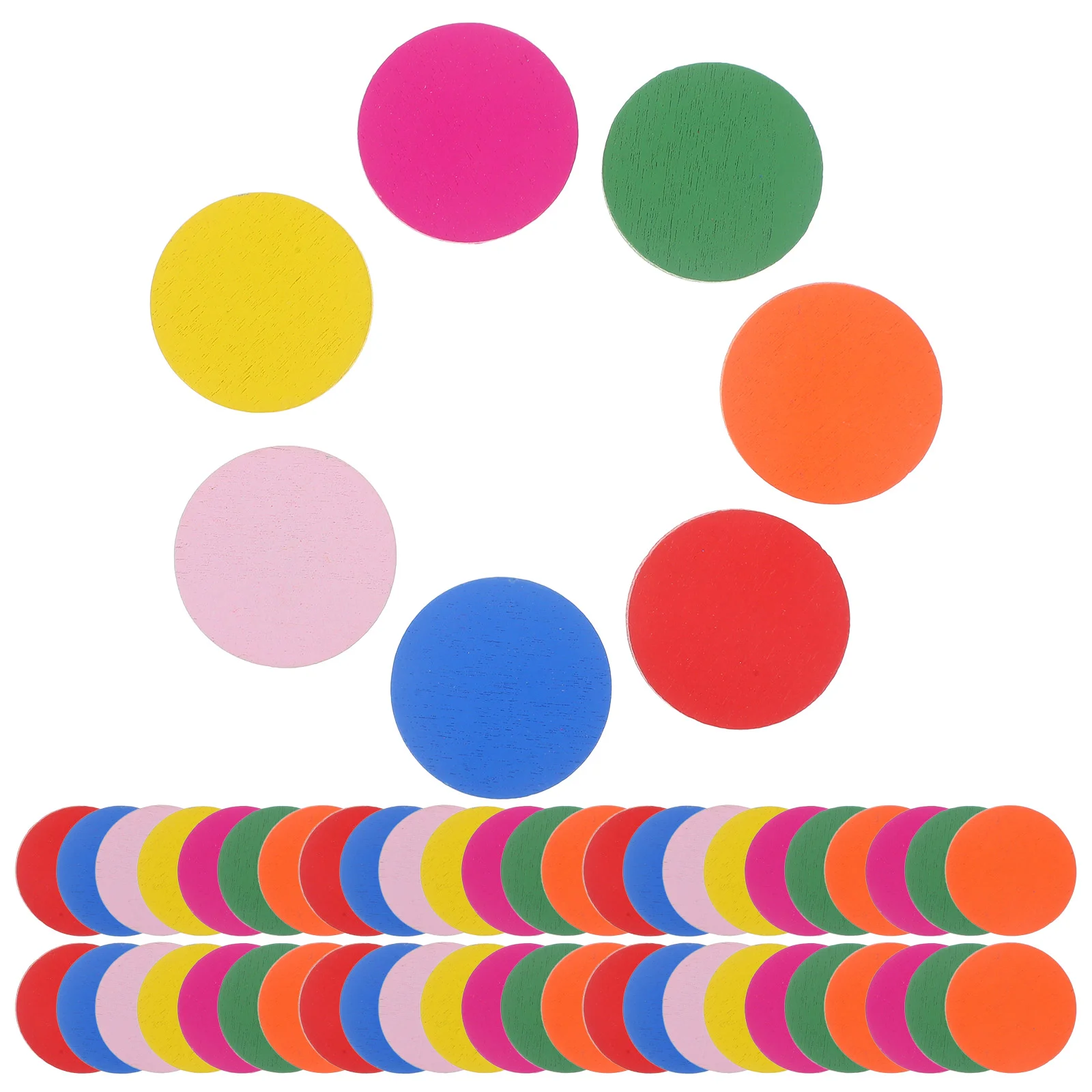 

50pcs Round Wood Piece Colorful Disc Learning Tools Pupils Mathematics Teaching Aids for Kid Child Girl (Mixed Color)