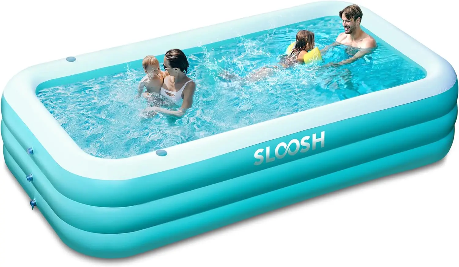 

Sloosh Inflatable Pool with Seats, 125" x 68" x 22" Full-Sized Inflatable Swimming Pool, Durable Thickened Above Ground Swimming