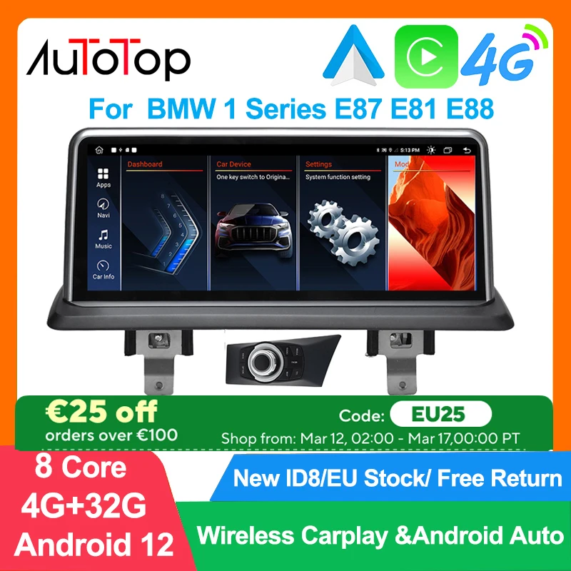 AUTOTOP Android 12 Car Multimedia Screen For BMW 1 Series 120i E87 E81 E82 E88 Apple Wireless Carplay Android Auto 2Din Headunit