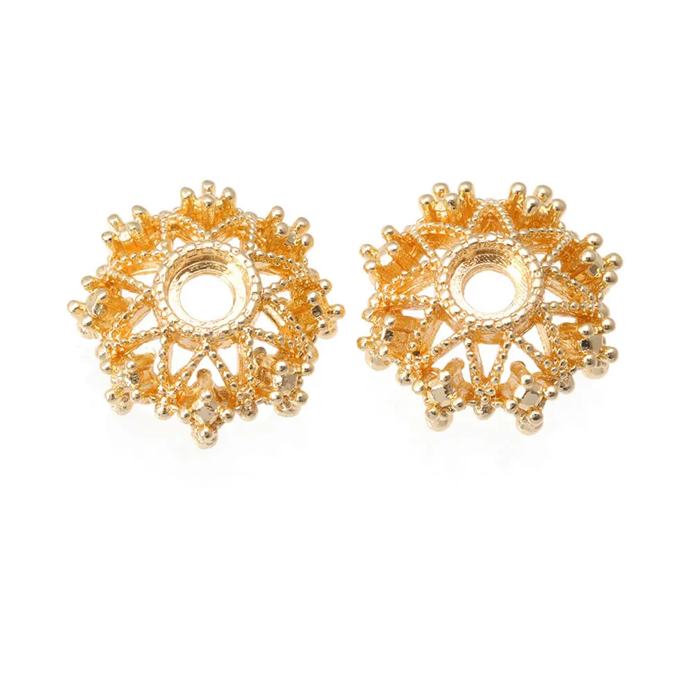 8MM 10MM 12MM 14MM 16MM 18K Gold Farbe Messing Blume Perlen Kappen Hohe Qualität Halskette Ohrringe Schmuck Zubehör – Detail 7