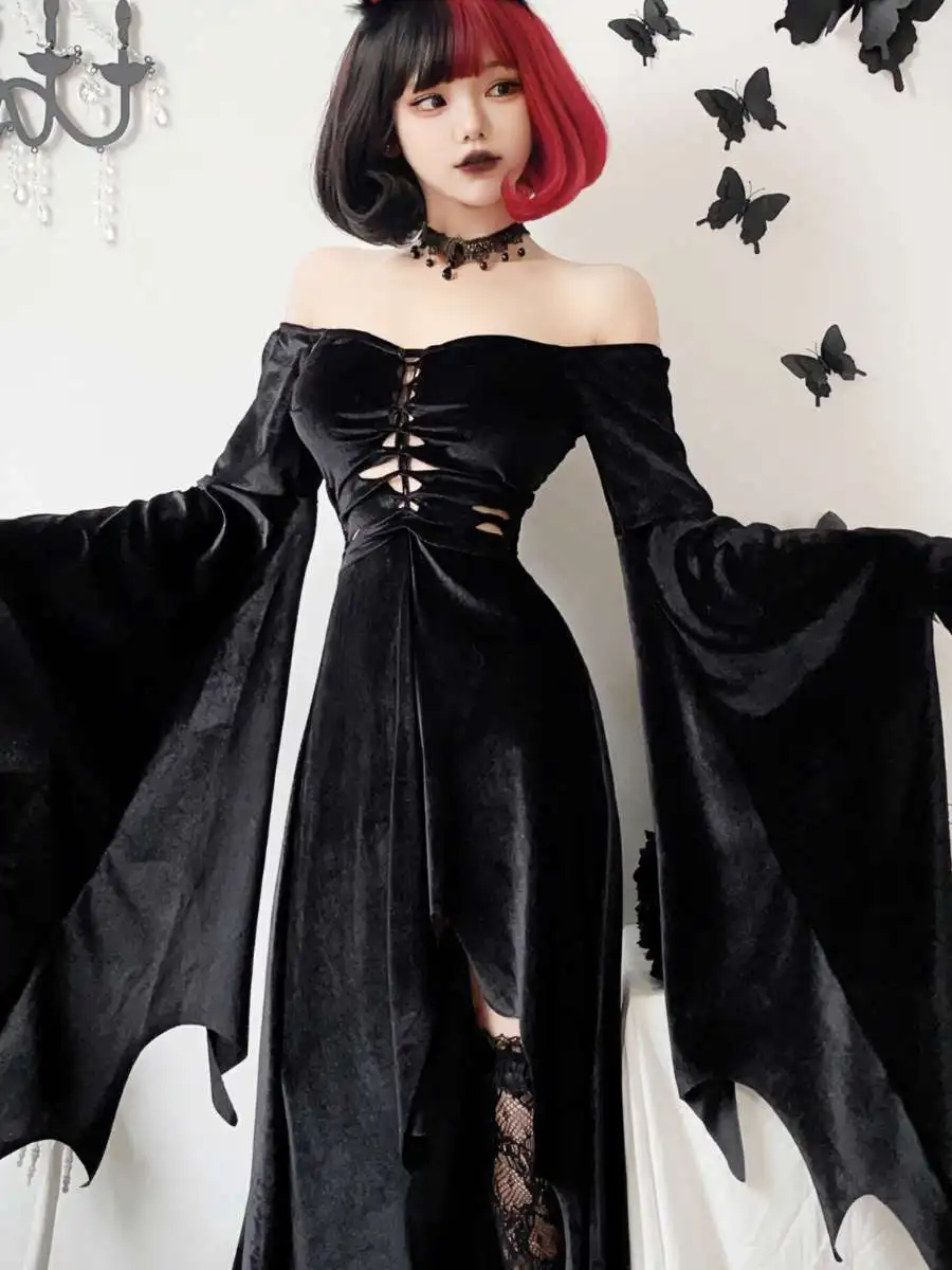 Disfraz gótico Sle Bla Witch Death God, falda larga para mujer, ropa para el escenario con tema Dr k