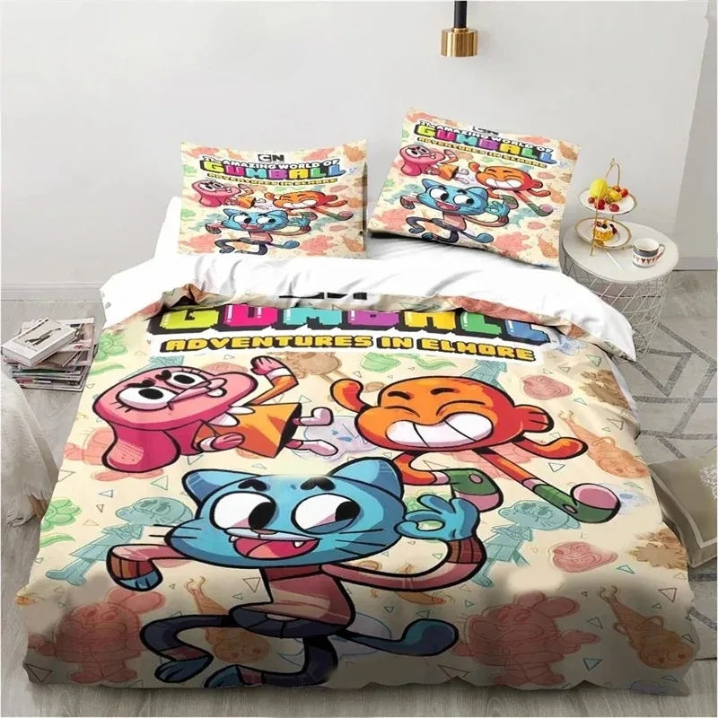 Cartoon The Amazing World Bedding Set Gumball Boys Girls Twin Queen King Size Duvet Cover Pillowcase Bed boys Adult