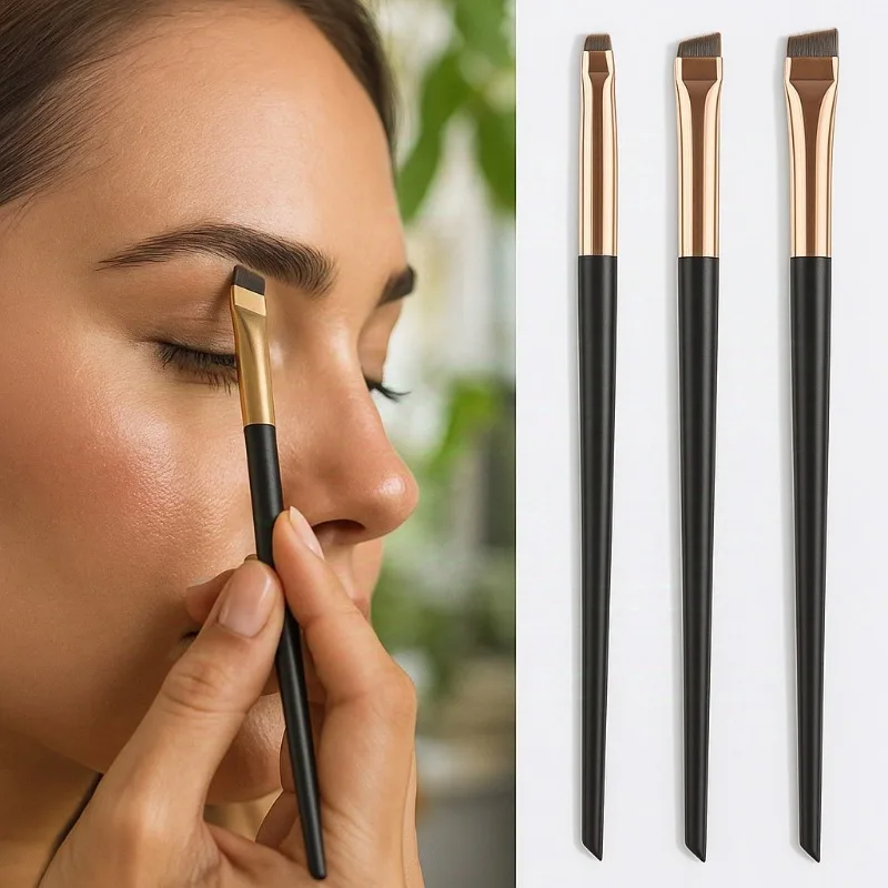 3pcs Precision Eyeliner Brush Set Fine Oblique Head Ultra-Thin Eyebrow & Eyeliner Brush Eye Shadow Brush for Makeup Tools