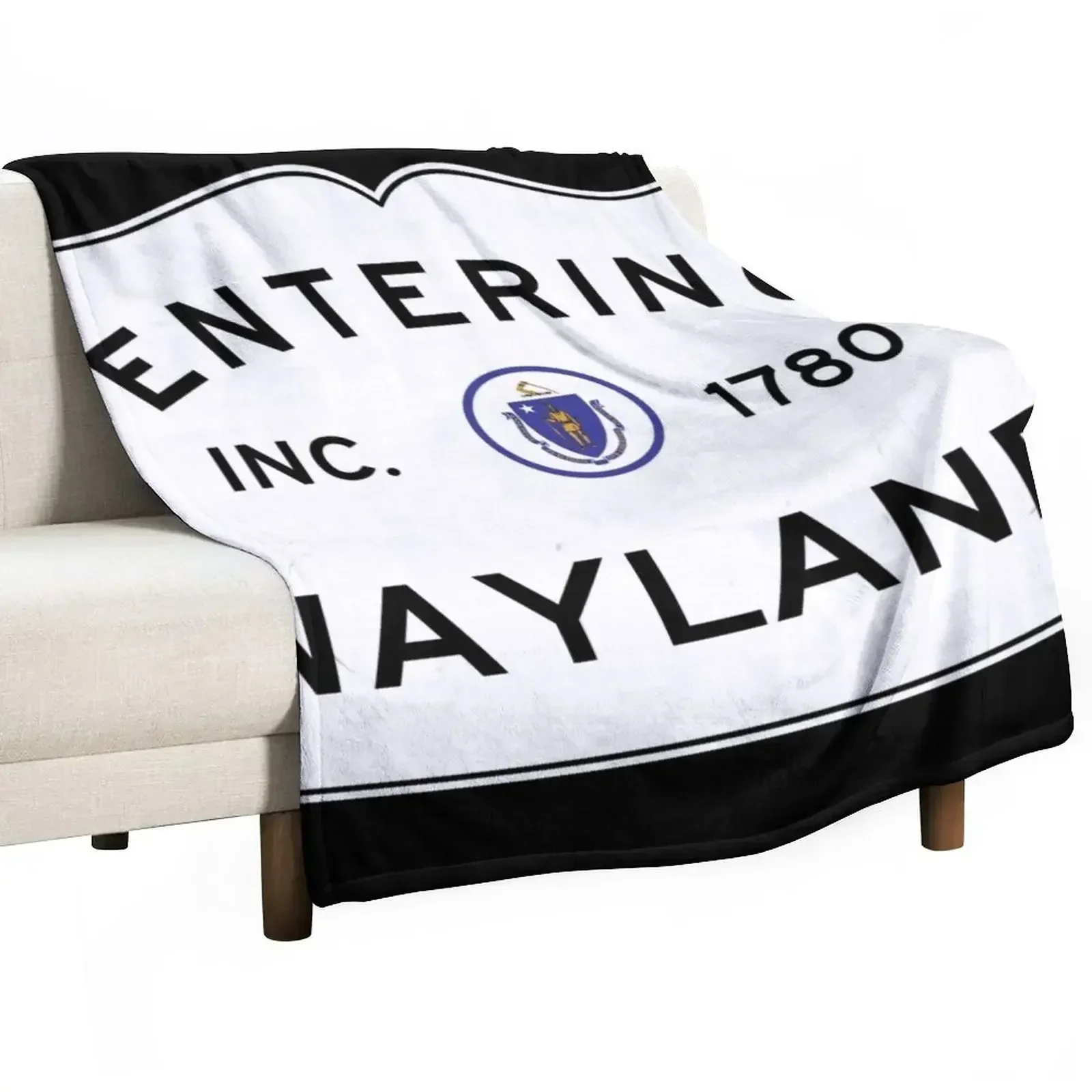 

Entering Wayland Massachusetts - Commonwealth of Massachusetts Road Sign Throw Blanket Soft Decorative Sofa Blankets