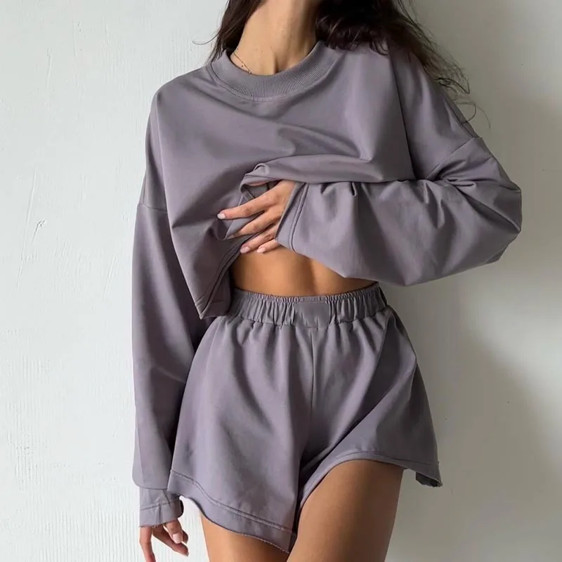 Pajamas for Women's Home Suit Spring Summer Pyjama Set Long Sleeve Tops With Shorts Sleepwear Loungewear Nightwear Pijama Mujer