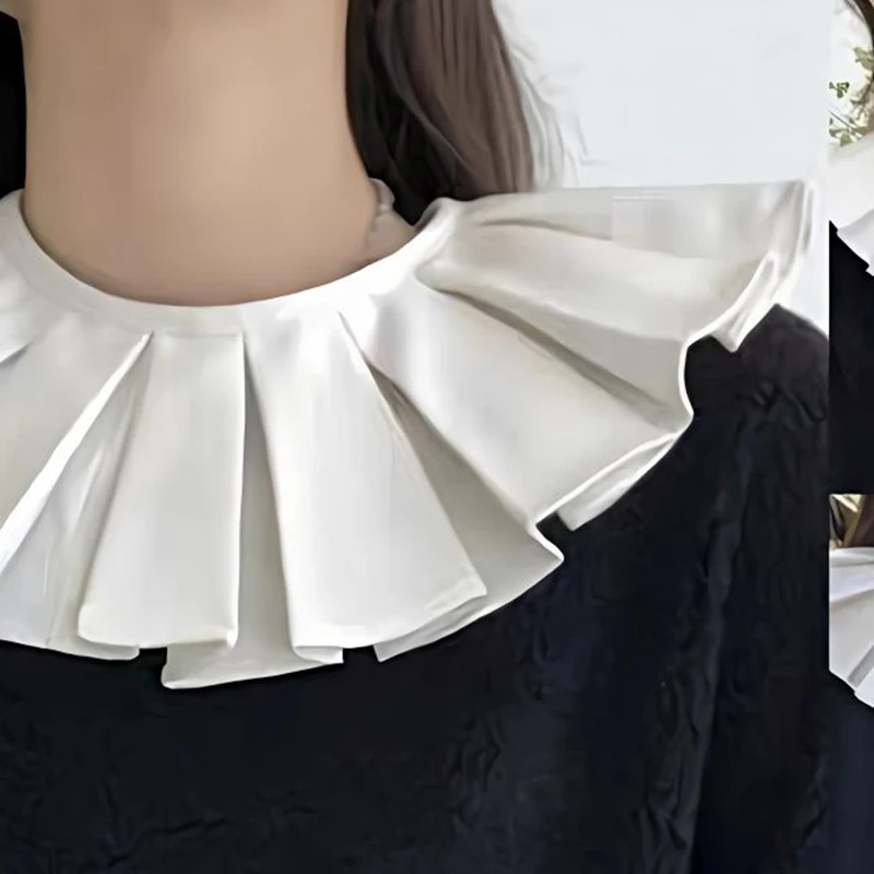 

Detachable Ruffle Shawl Wrap Fake collar Sweater Lapel Blouse Top Pleated Decorative Collar Capelet Clothes Accessories