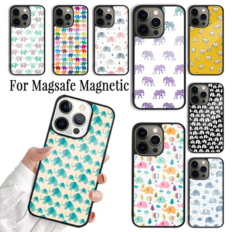 Coque Phone Case For iPhone 16 15 14 13 12 Mini 11 Pro Max Plus Magsafe Magnetic Wireless Charging Cover Indian Baby Elephants