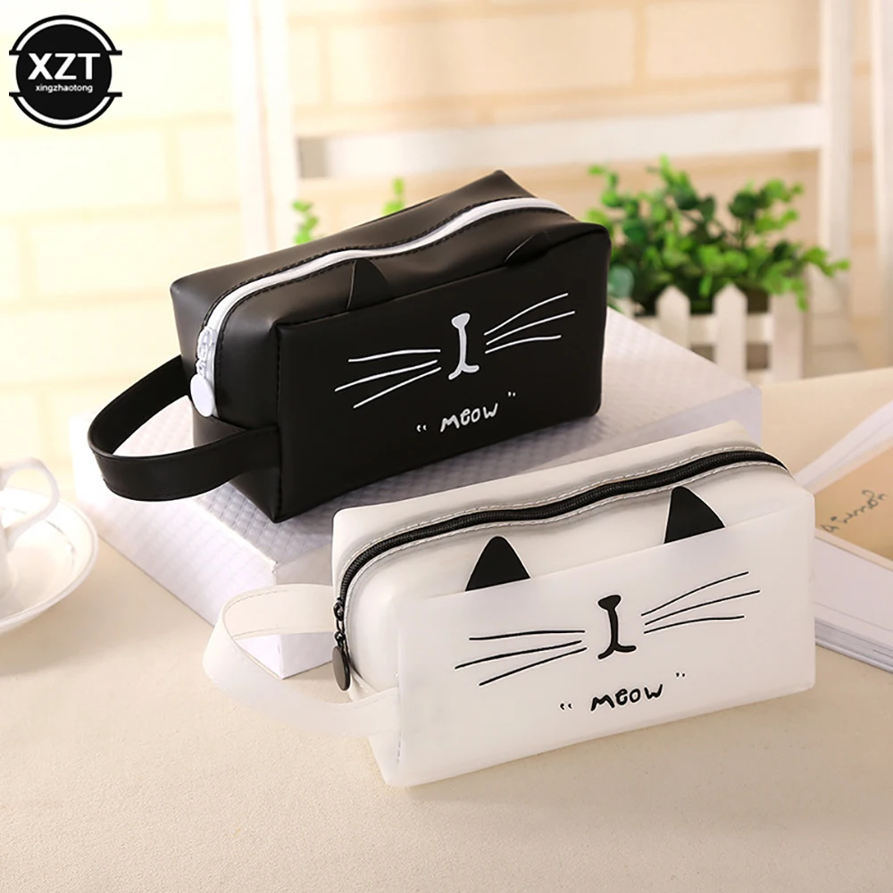 Cat Pencil Case Super Big Silica Gel Students School Supplies Stationery Gift School Cute Pencil Box Pencilcase Pencil