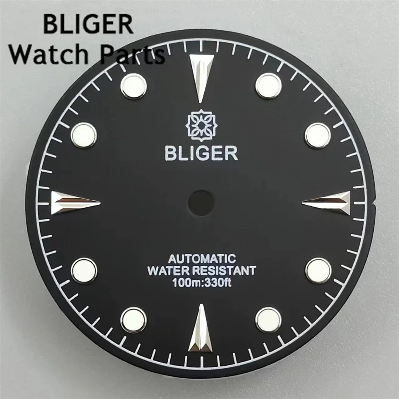 BLIGER 29mm Watch Dial Black Green Blue White Dial Green Luminous Fit NH35 NH36 ETA2824 2836 PT5000 Miyota Mingzhu DG Movement